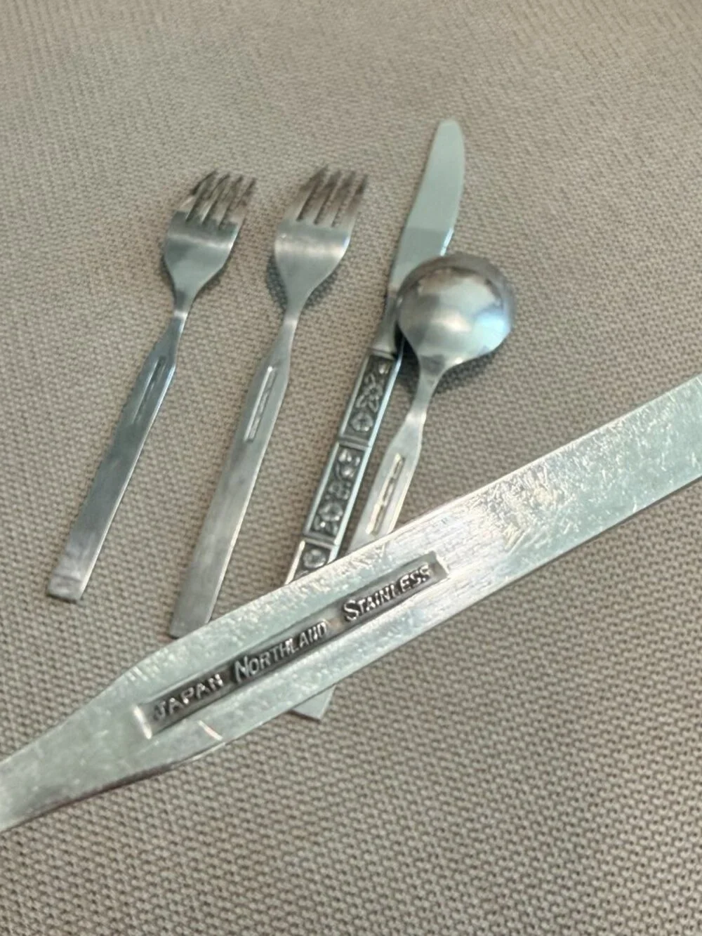 Lot of 5 Vintage Oneida Northland Spring Fever Stainless Salad Fork Spoon Japan